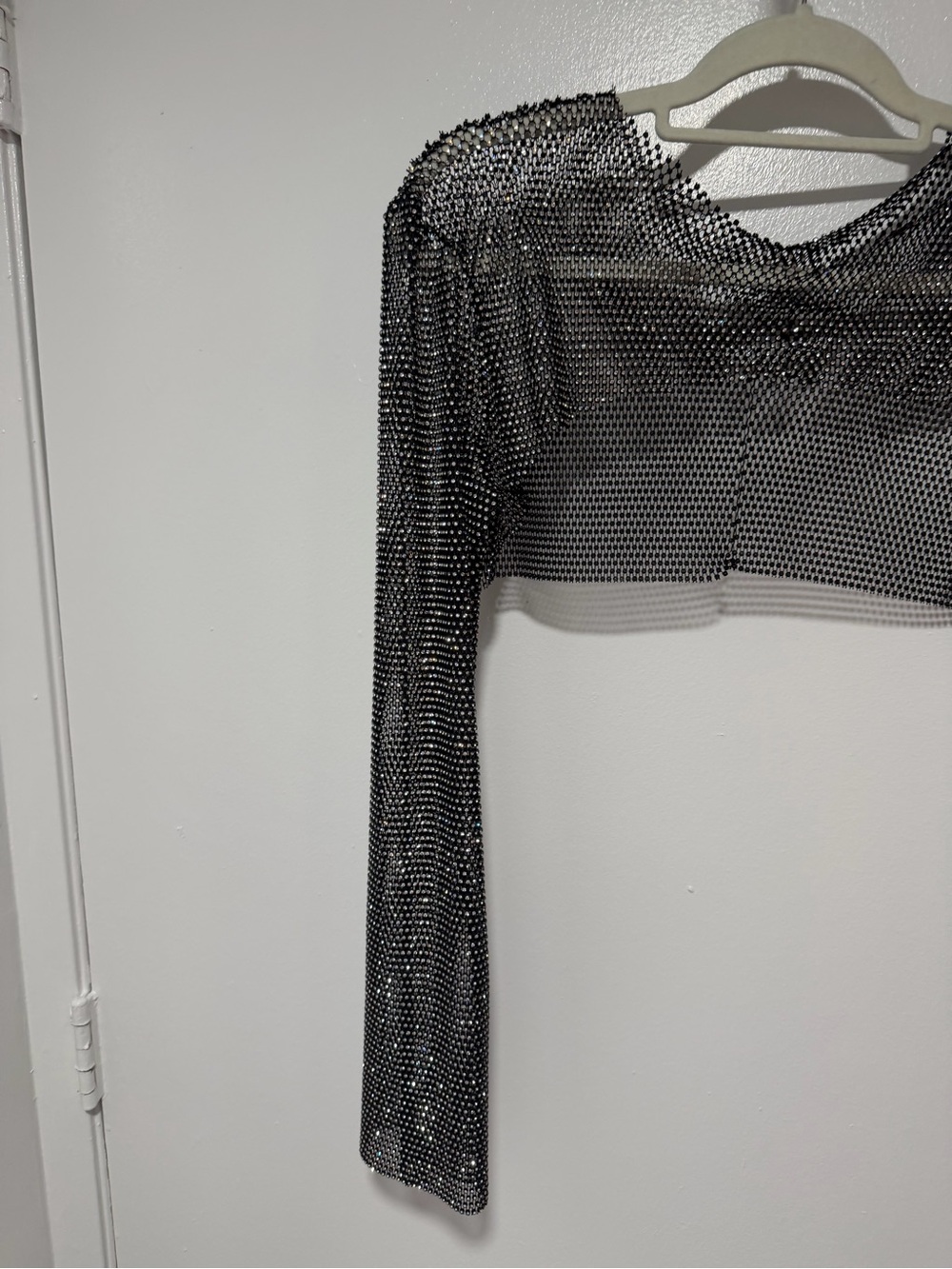 NWOT Mesh Rhinestone Crop Top - Picture 10 of 11